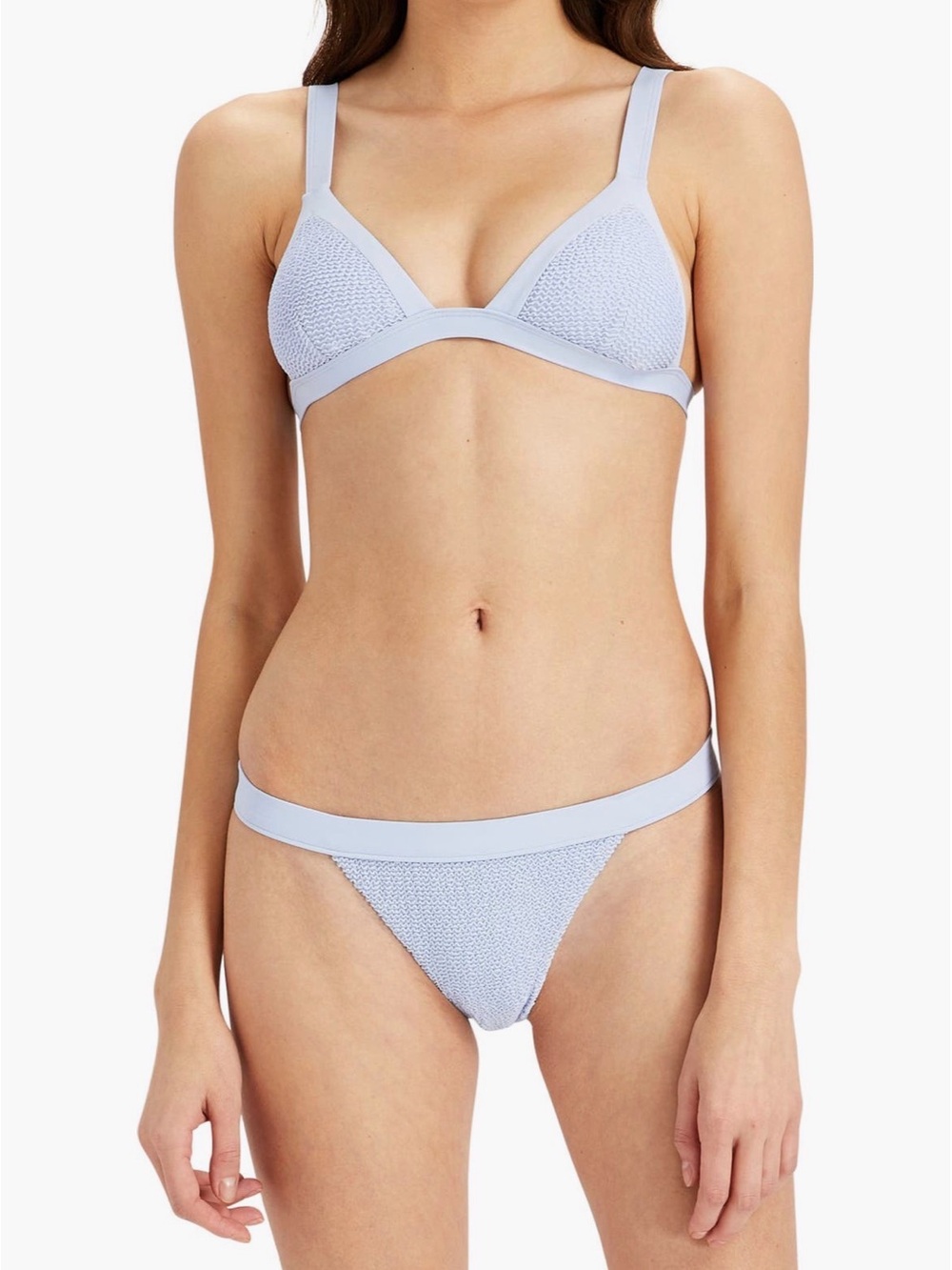 Onia Kamryn Rib Triangle Bikini Top & Leila Bikini Bottom in Iris